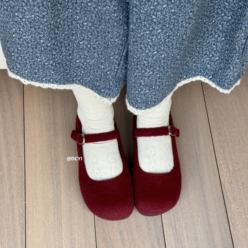 DCYI灰色秋冬保暖棉鞋女可爱黑色豆豆鞋平底安可拉红毛呢绒面单鞋,淘宝优惠券,粉丝福利购,淘宝优惠卷