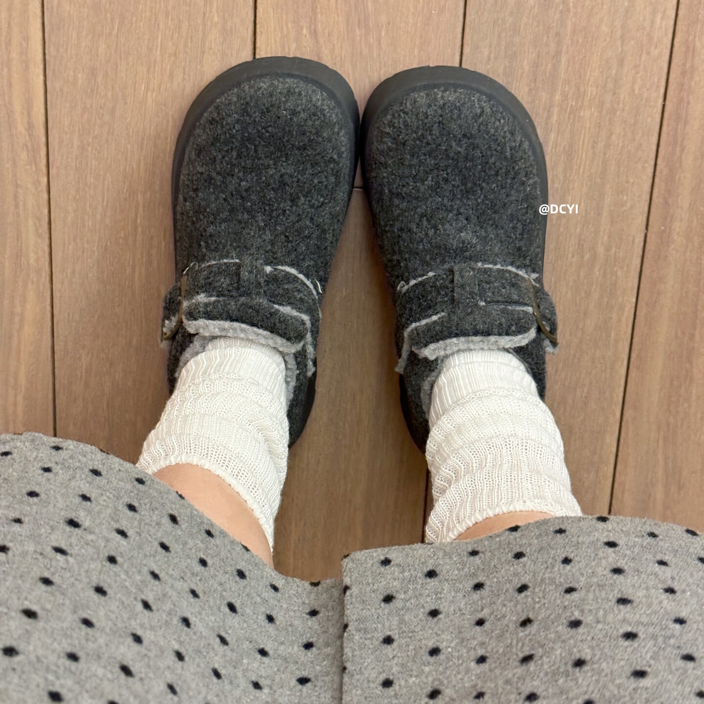 DCYI灰色增高厚底加绒勃肯鞋女秋冬小个子复古毛呢乐福鞋保暖棉鞋,淘宝优惠券,粉丝福利购,淘宝优惠卷