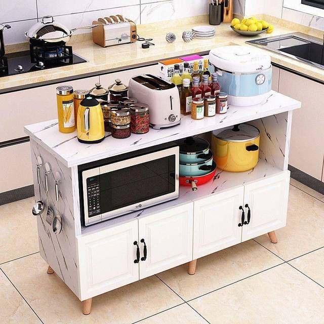 Kitchen cutting table household storage cabinet microwave oven floor-standing storage rack multi-layer dining side table fruit and vegetable storage cabinet