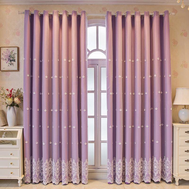 GEIA田5L窗帘光布纱一室体双层飘窗客厅卧纯遮色园简约现代绣花纱 - 图0