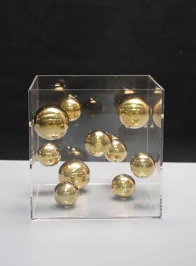 现代简约方形透明亚克力罩球摆件客厅样板房售楼处装饰品桌面摆设