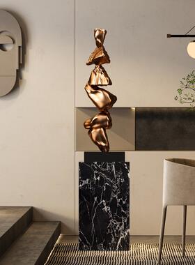 侘寂风时来运GIJ转客厅摆落地雕塑沙发大旁艺术酒件墅店别样板房