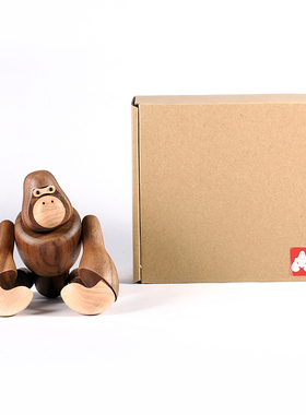 速发【大猩猩家刚】黑工桃实木手工玩偶挂件创意金居装饰礼品创木