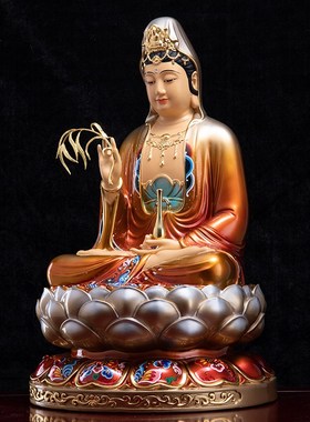 速发纯铜观音菩萨佛像家菩世奉自在观音观供音用萨南海观娑婆三圣