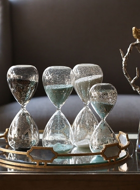 速发收获摆屋复古斑驳旧感玻璃器0分钟沙漏计时6软装饰品小件