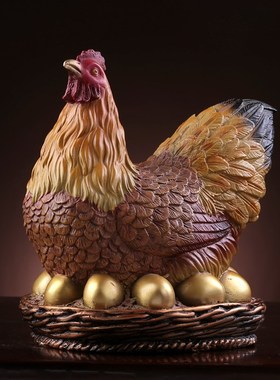 速发纯黄铜母鸡下件摆蛋工艺品单爆家居玄关卧室床头摆件