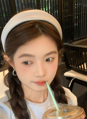 【我的脸很圆】芭蕾女孩蓝色系缎面发箍高颅顶百搭亮面不压发头箍
