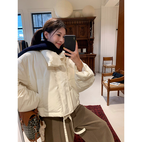 牙套大汪【奶油欧包】2024冬季新款短款面包服宽松羽绒服外套 - 图1