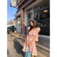 Braces Dawang Pink Rose Heavy Industry Lace Splicing Small Flying Sleeves Top + Lace Splicing Elastic Waist Skirt