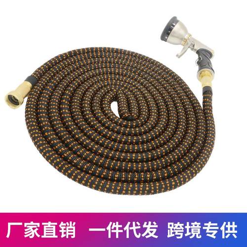 新款黑橙双色高压洗车水枪清洁工具花园灌溉三倍伸缩水管黑色橙色 - 图0