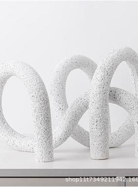 现代北欧几何绳结线条摆件软装样板间售楼部不规则拱形家居装饰品