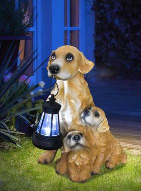 仿真动物小狗树脂工艺品庭院花园户外狗狗装饰太阳能灯