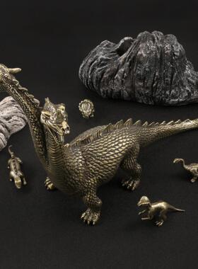 双头龙水怪怪兽仿古玩做旧黄铜摆件客厅书房古董店工艺品摆设