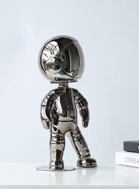 现代轻奢电镀镜面太空人摆件样板间售楼处室内客厅艺术桌面装饰品