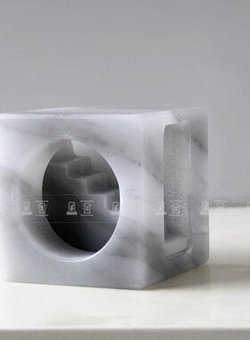 现简约灰色大理石创意房子摆件样板房玄关茶几酒柜书房软装饰品