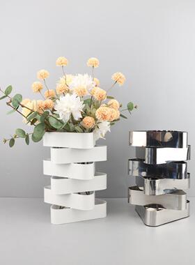 现代简约金属不规则插花花器摆件客厅卧室玄关桌面样板房家居饰品