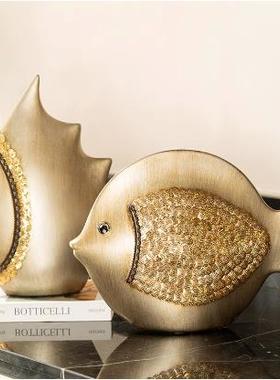 现代欧式陶瓷电视柜摆件客厅玄关鱼摆件装饰品