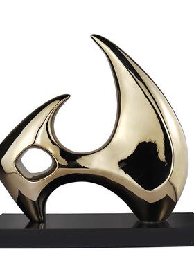 美豹现代抽象几何摆件家居雕塑玄关办公室酒店样板间书柜软装饰品