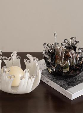 手工艺术感镂空玻璃浪花造型蜡烛氛围感中古小众艺术摆件