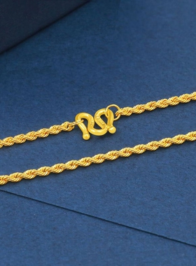 新款金店同款麻花项链环扣素链圆环铜合金电镀女士秀气项链时尚女