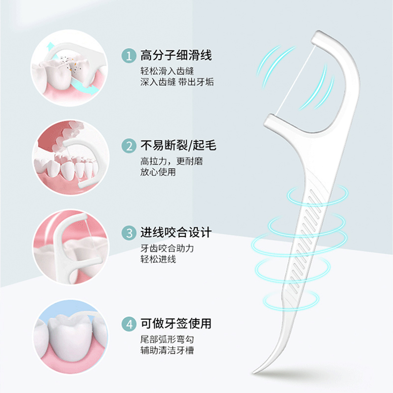吧唧一次性牙线棒家庭装便携式剔牙签家用超细牙线棒盒装