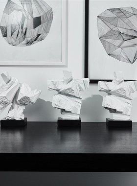 现代样板房玄关太极人物雕塑摆件客厅抽象装饰摆设办公室工艺品