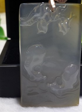 极速天然翡翠色冰种玻璃种俏色蝙蝠福在眼前牌子挂件吊坠 招财男