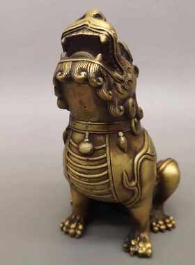 仿古纯铜独角兽貔貅朝天客厅望吼铜书房天铜桌面吼摆件望瑞兽吼天