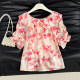 ເສື້ອຢືດ chiffon sleeve floral ruffled ສໍາລັບແມ່ຍິງ summer 2026 ຮູບແບບໃຫມ່ breathable ເສື້ອບາງສ່ວນເທິງຫວານຫຼຸດຜ່ອນອາຍຸ