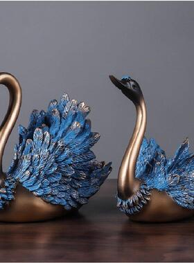 欧式天鹅树脂工艺品摆件客厅玄关卧室家居桌面装饰收纳摆件