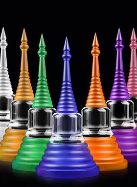 亚克力舍利塔塑料仿琉璃泰式摆件嘎乌用品供具七彩色