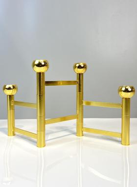 轻奢极简折叠多头烛台金属旋转圆球装饰摆件设计师样板房餐厅饰品