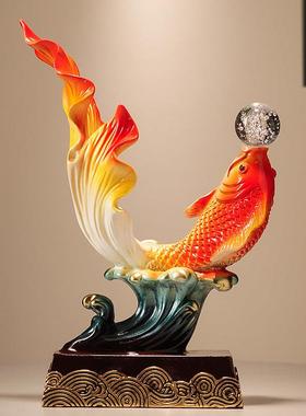 入户玄关年年有余招财摆件锦鲤鱼竖高客厅电视柜如鱼得水落地装饰