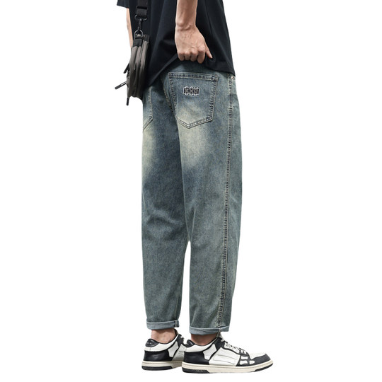 Tennisjeans Herren Sommerdünne Modemarke Loose Straight Ice Seide Neun-Punkte Casual Long Hosen 2025 Neu