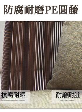 新款户外庭院桌椅露天露台室外花园别墅高端藤编休闲藤椅餐桌组合