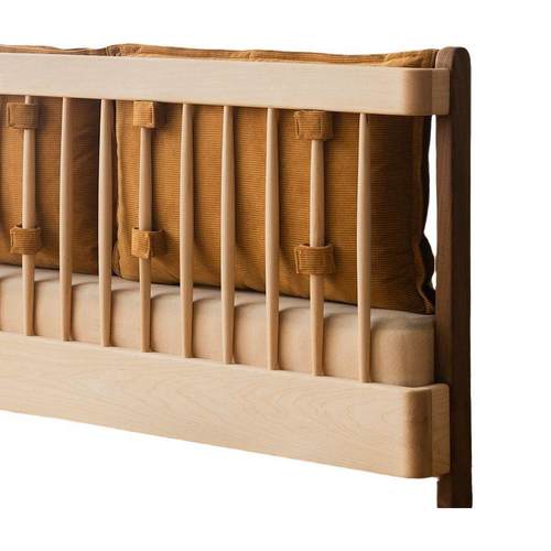 北欧全实木儿童床樱桃木硬枫木带护栏男孩女孩次卧单人床1米2原木 - 图3