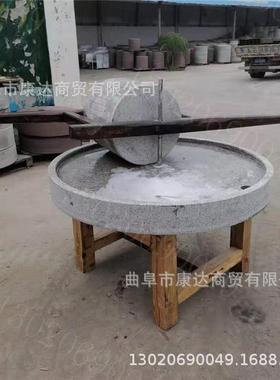 旅游景点手推石碾机电动石碾子单辊石碾子碾艾绒辣椒江米