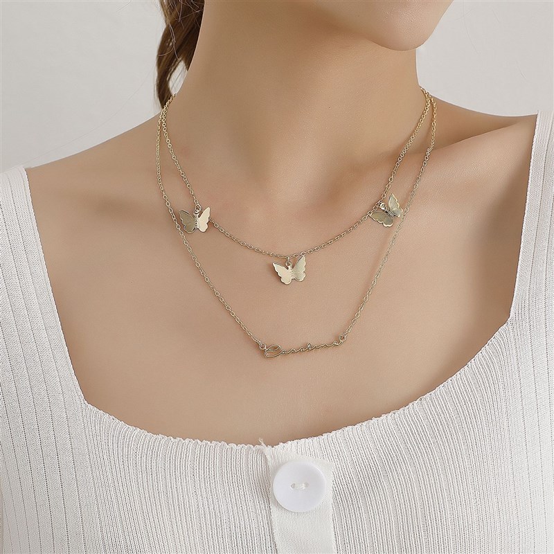 推荐English letter necklace women double layer Necklace fash-图1