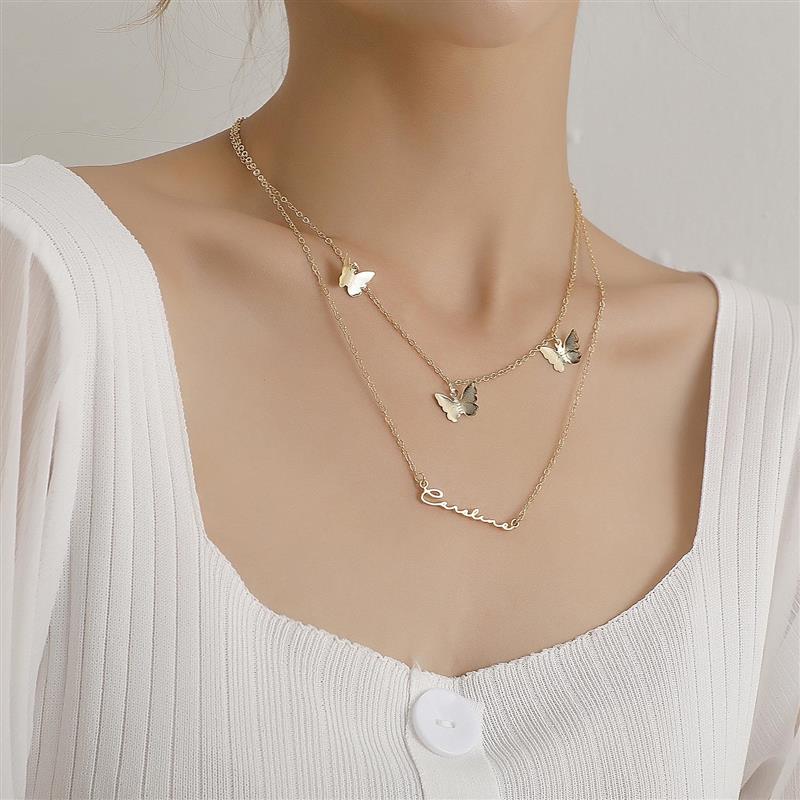 推荐English letter necklace women double layer Necklace fash-图0