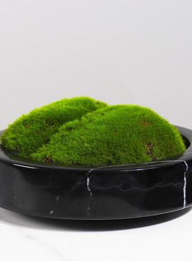 现代新中式茶几边大理石永生青苔防真花盆装饰品样板房售楼处摆件