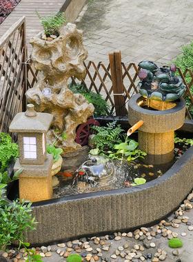 大型假山流水喷泉摆件花园庭院别墅阳台室外角落瀑布鱼池景观造景