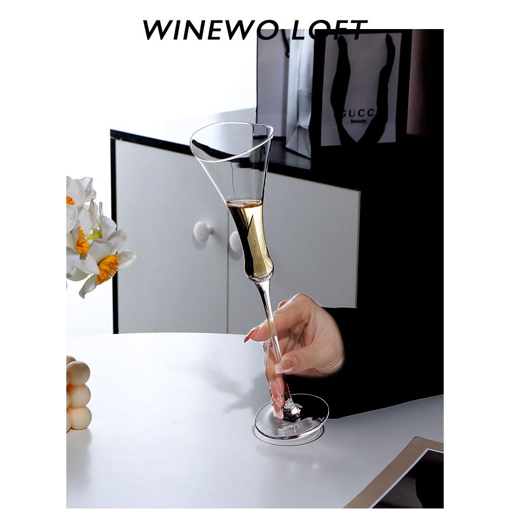 {湿云不渡西桥冷 细花知}中古vintage酒杯高脚杯子香槟杯鸡尾酒杯 - 图0