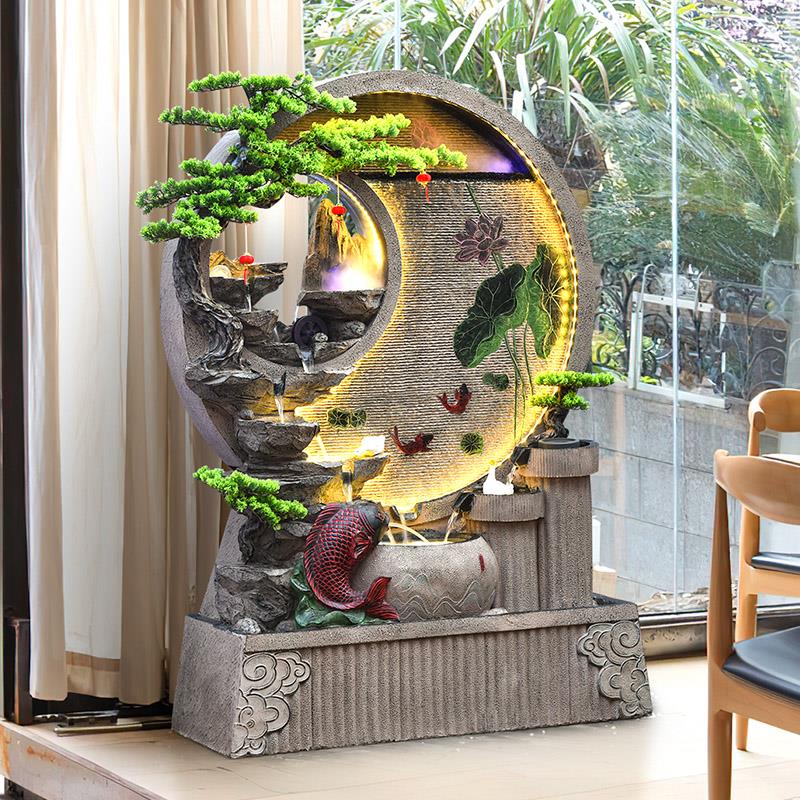 户外庭院假山流水景观落地摆件屏风花园阳台喷泉水幕墙招财装饰品 - 图1