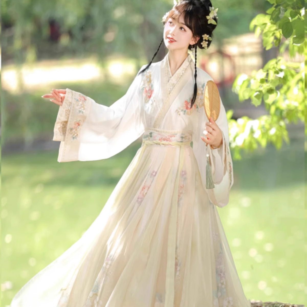 出租汉服交领齐腰襦裙锦上添花汉元素春夏汉服原创日常拍照服租赁,淘宝优惠券,粉丝福利购,淘宝优惠卷