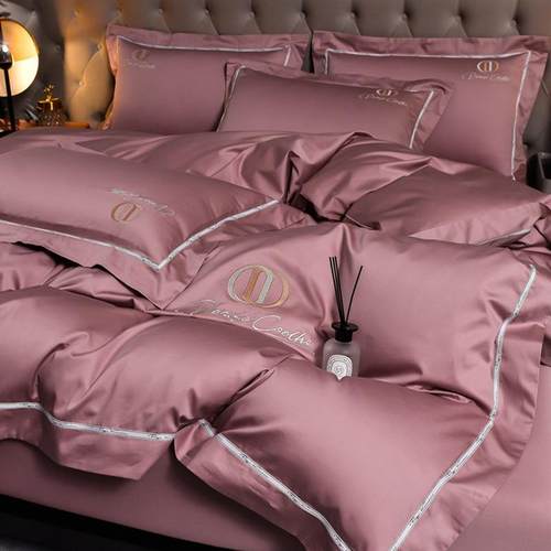 A高级感双股母婴级长绒棉床上四件套全棉100纯棉被套床单款高档品 - 图1