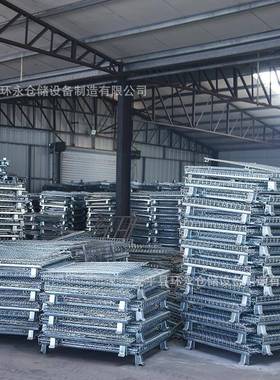 金属框带轮仓储笼折叠式铁框周转箱铁笼堆垛铁丝网格箱