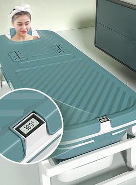 成人折叠浴桶感温式泡澡桶镂空可伸手便捷式养生桶加长加宽浴桶