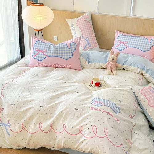 全棉四件套田园风床品三件套床单被罩被套南通家纺床笠四件套纯棉 - 图1