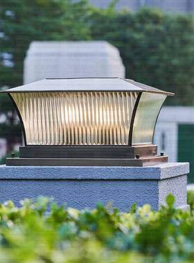 全铜太阳能柱头灯户外庭院别墅花园防水门柱围墙灯大门口柱子灯