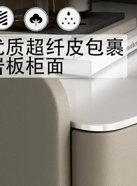 轻奢床头柜简约现代卧室实木岩板储物柜意式整装床头收纳床边柜子